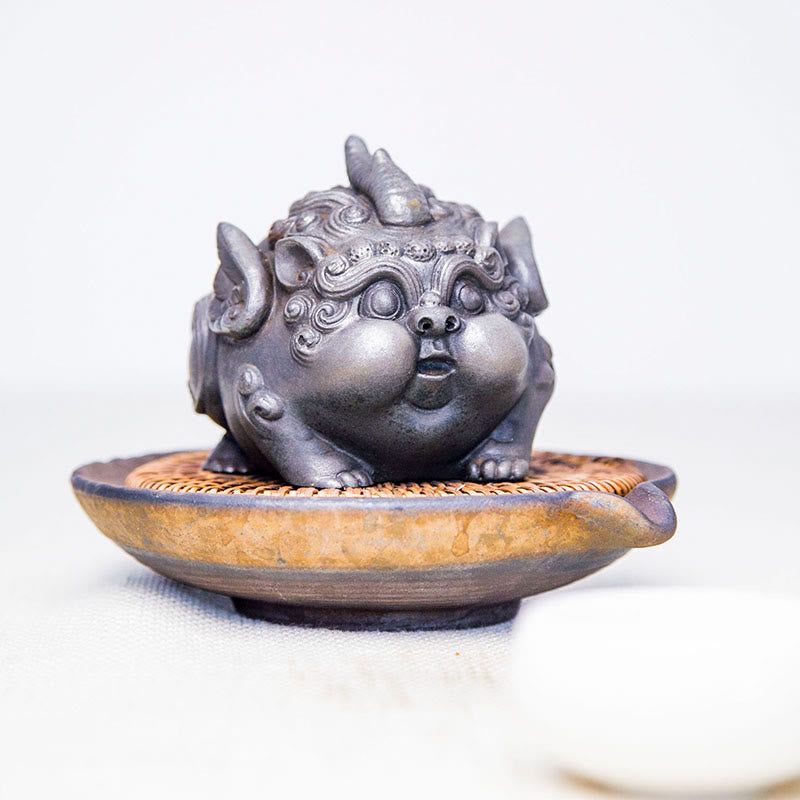 Statue de richesse PiXiu faite à la main de 9 cm, sculpture en résine de poudre de fer