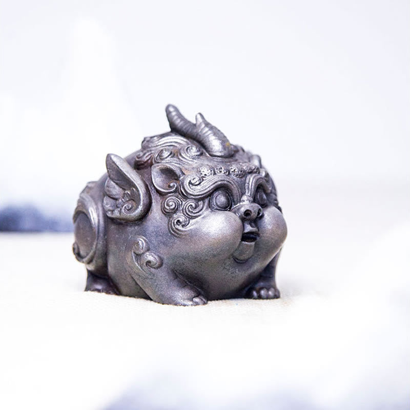 Statue de richesse PiXiu faite à la main de 9 cm, sculpture en résine de poudre de fer
