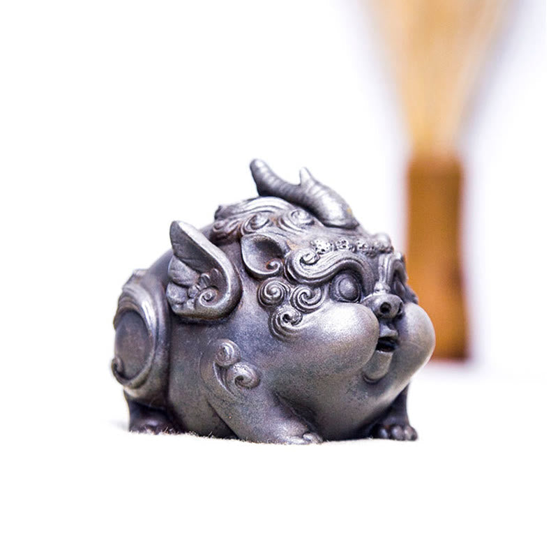Statue de richesse PiXiu faite à la main de 9 cm, sculpture en résine de poudre de fer