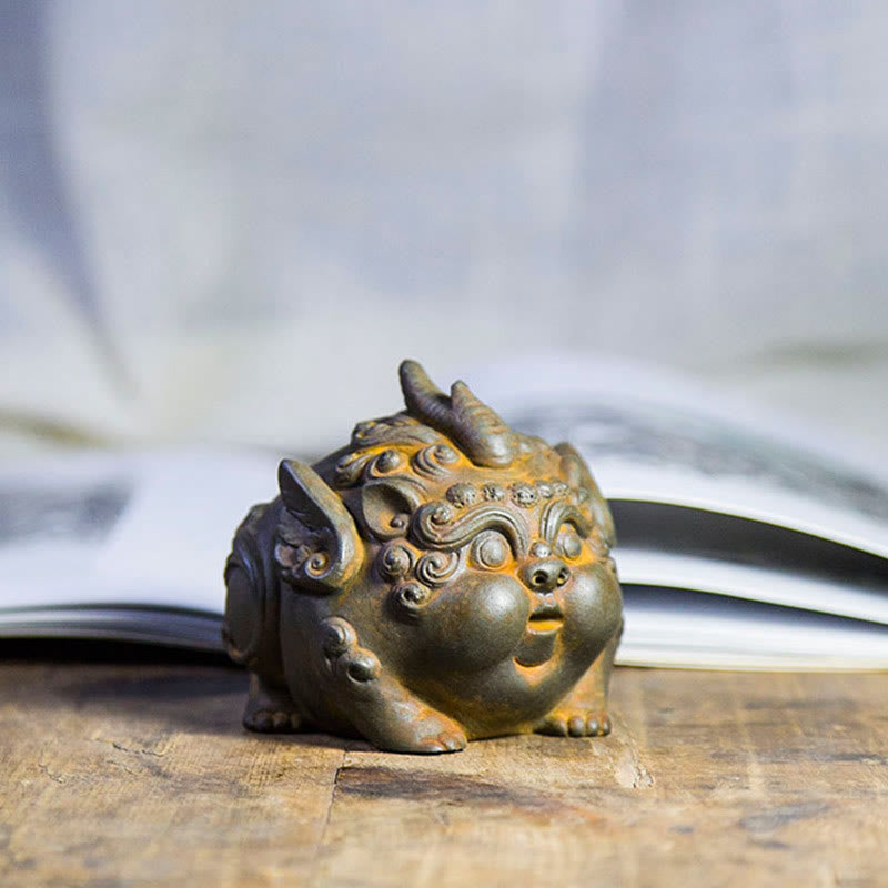 Statue de richesse PiXiu faite à la main de 9 cm, sculpture en résine de poudre de fer