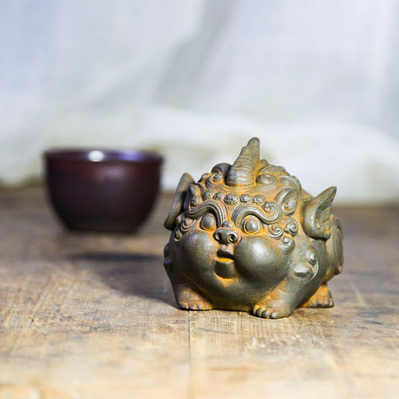 Statue de richesse PiXiu faite à la main de 9 cm, sculpture en résine de poudre de fer