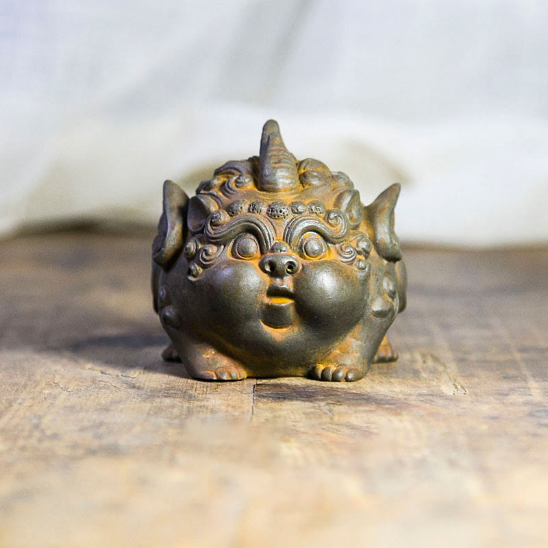 Statue de richesse PiXiu faite à la main de 9 cm, sculpture en résine de poudre de fer
