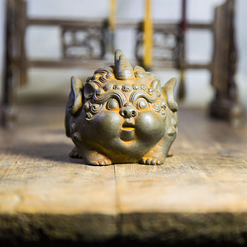 Statue de richesse PiXiu faite à la main de 9 cm, sculpture en résine de poudre de fer
