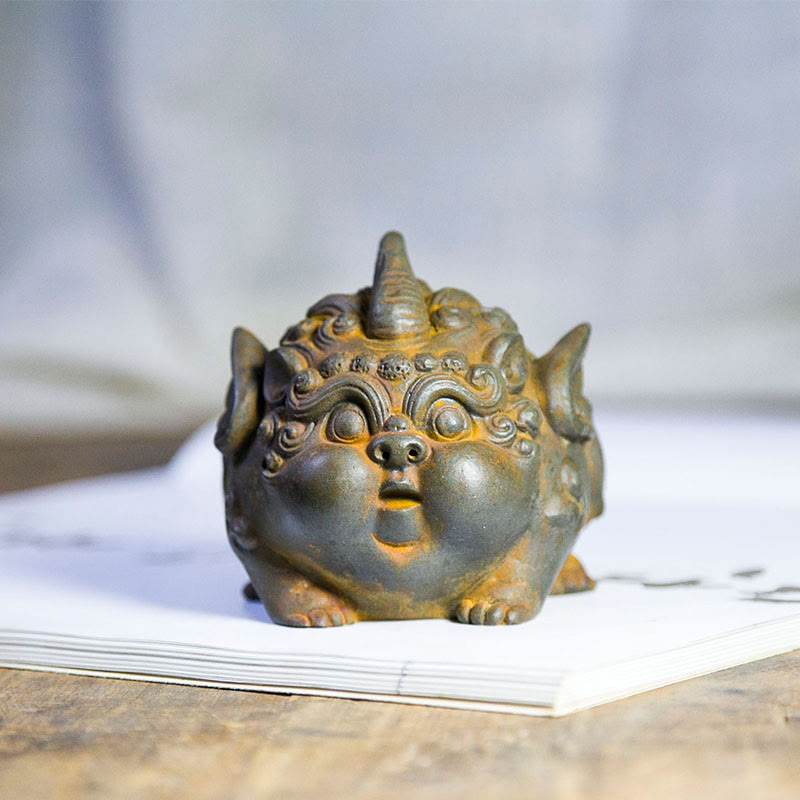 Statue de richesse PiXiu faite à la main de 9 cm, sculpture en résine de poudre de fer