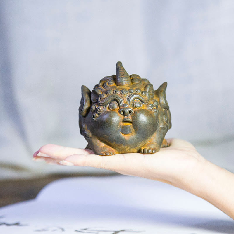 Statue de richesse PiXiu faite à la main de 9 cm, sculpture en résine de poudre de fer