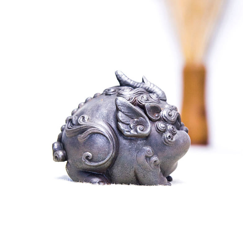 Statue de richesse PiXiu faite à la main de 9 cm, sculpture en résine de poudre de fer