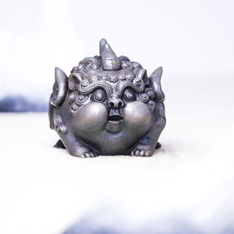Statue de richesse PiXiu faite à la main de 9 cm, sculpture en résine de poudre de fer