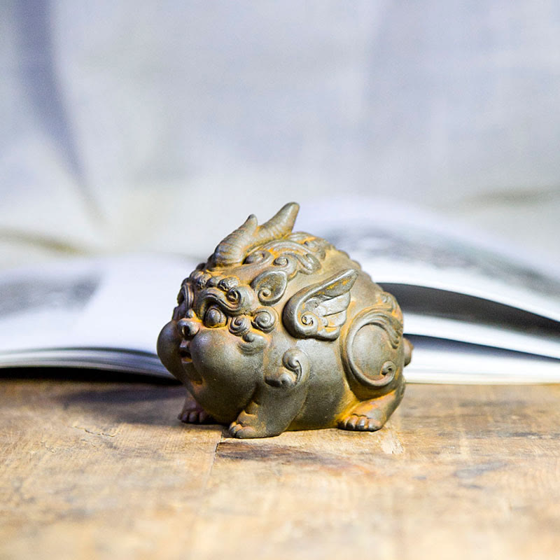 Statue de richesse PiXiu faite à la main de 9 cm, sculpture en résine de poudre de fer