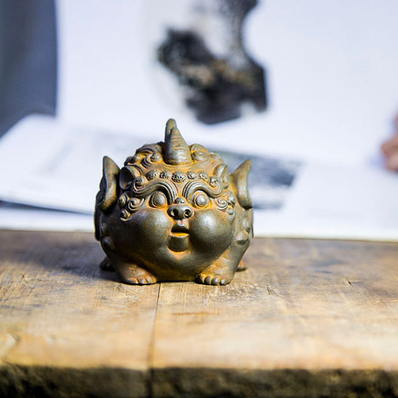 Statue de richesse PiXiu faite à la main de 9 cm, sculpture en résine de poudre de fer
