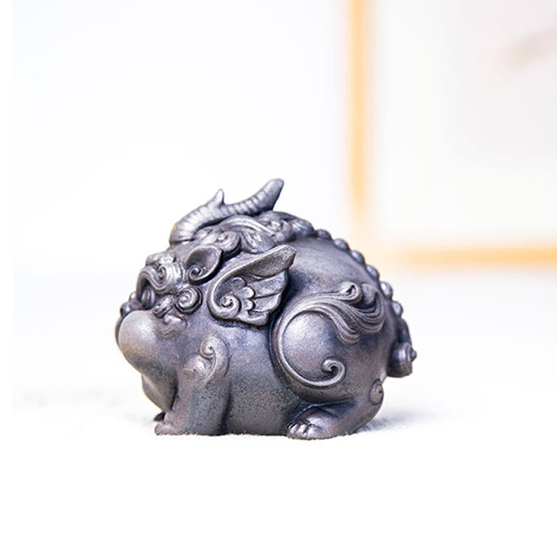 Statue de richesse PiXiu faite à la main de 9 cm, sculpture en résine de poudre de fer