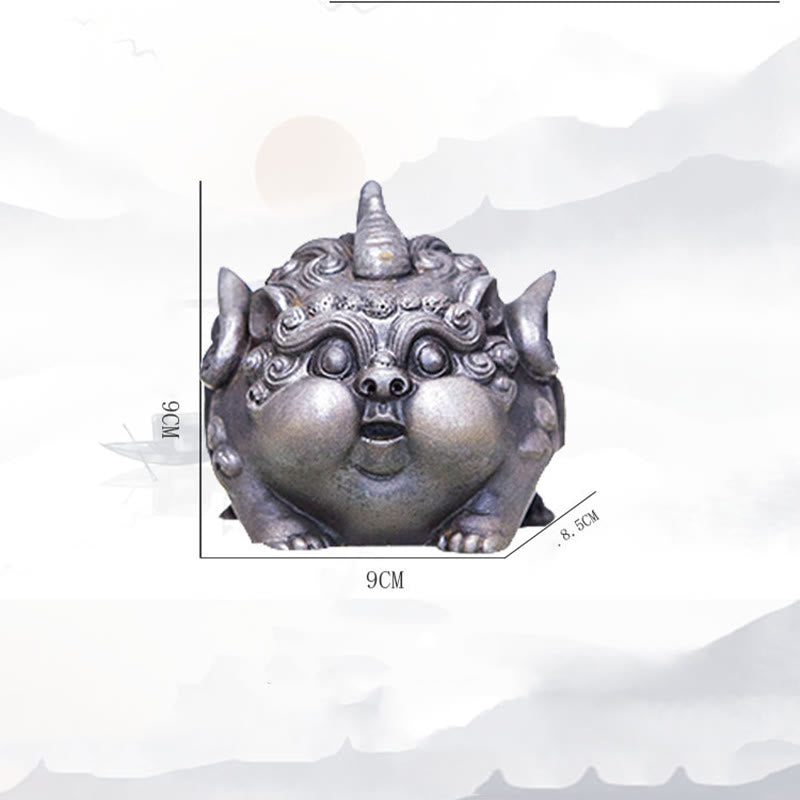 Statue de richesse PiXiu faite à la main de 9 cm, sculpture en résine de poudre de fer