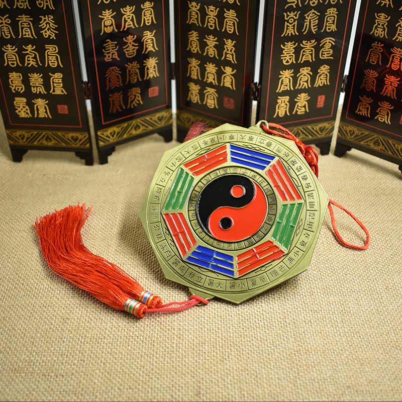 Feng Shui Bagua Map with Five Emperor Coins | 6.5cm Harmony Symbol