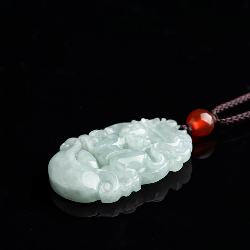 Unisex Jade Chinese Zodiac Success Pendant Necklace