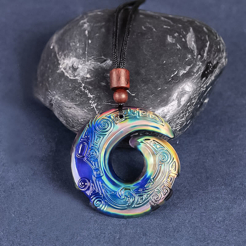 Color-Changing Liuli Crystal Necklace | Luck & Peace Symbol