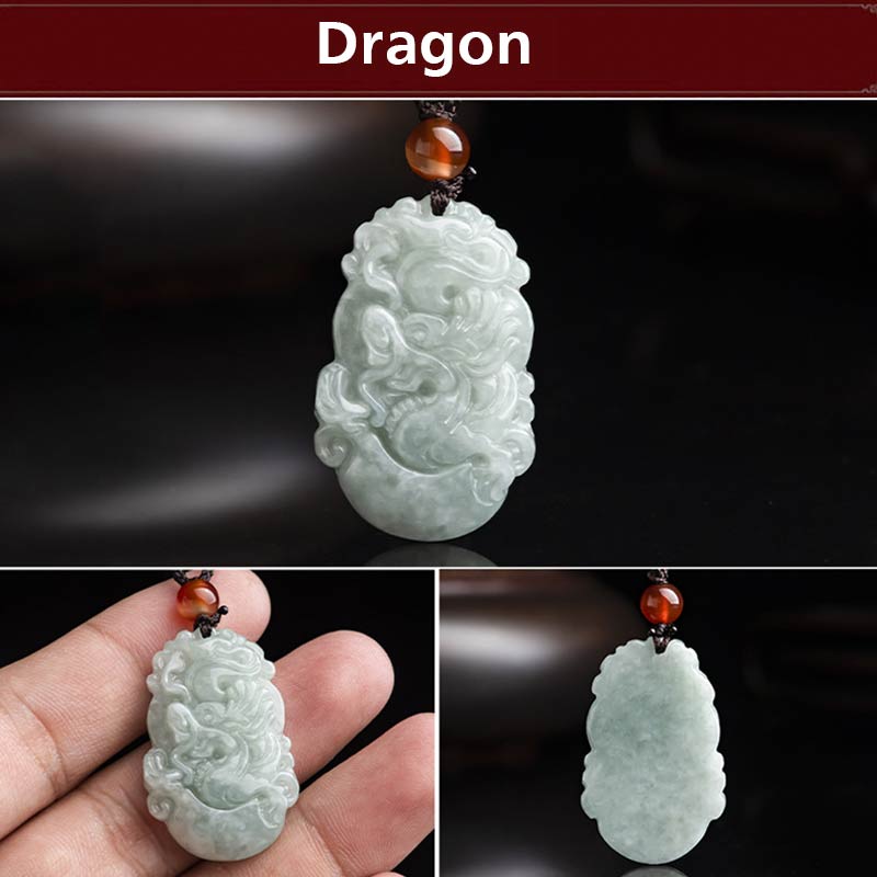 Unisex Jade Chinese Zodiac Success Pendant Necklace