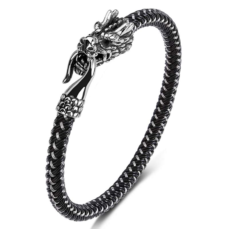 Titanium Steel Dragon Protection Luck Bracelet