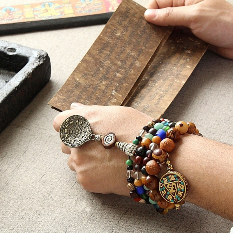 108 Beads Bodhi Seed & Bagua Harmony Bracelet for Balance