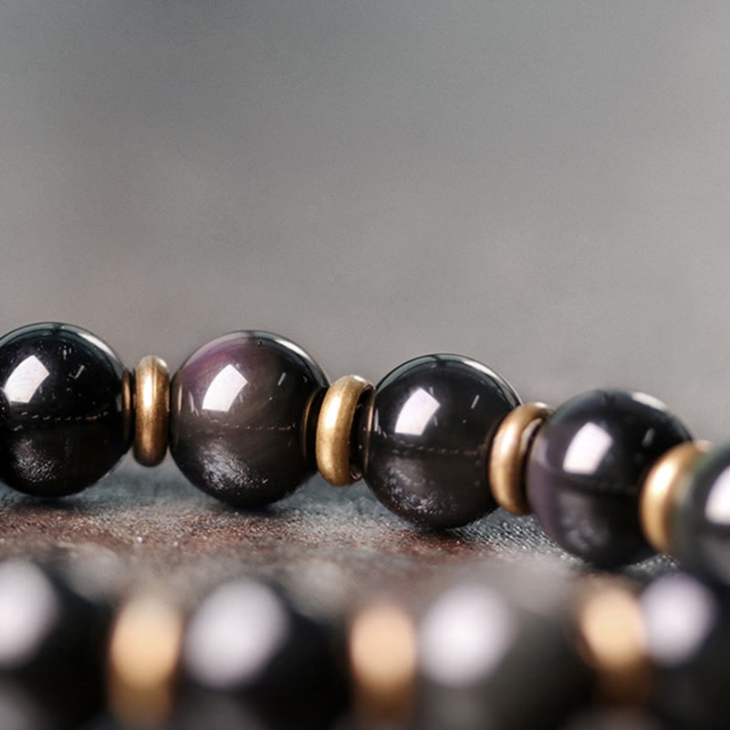 Rainbow Obsidian 10mm Healing Bracelet for Love & Balance