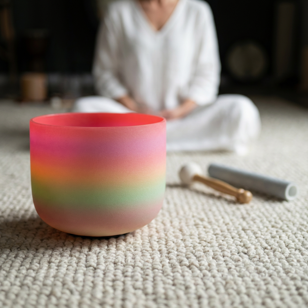 Bol chantant en cristal arc-en-ciel pour la méditation des chakras