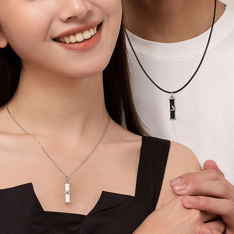 Copper Bamboo Luck Couple Necklace 45cm Pendant