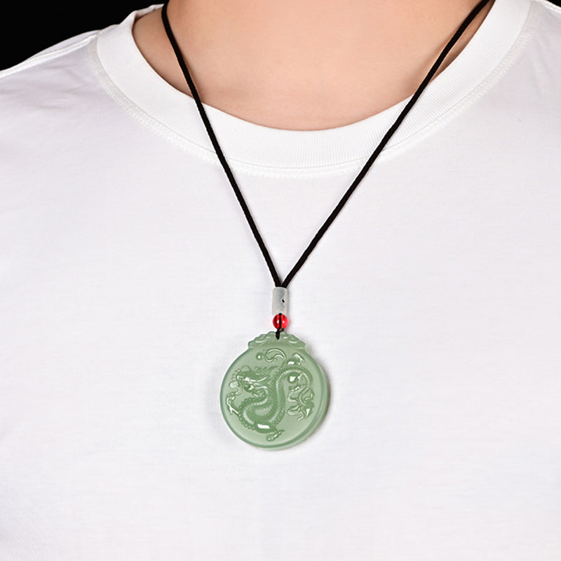 Chinese Zodiac Jade Dragon Luck Necklace for Prosperity