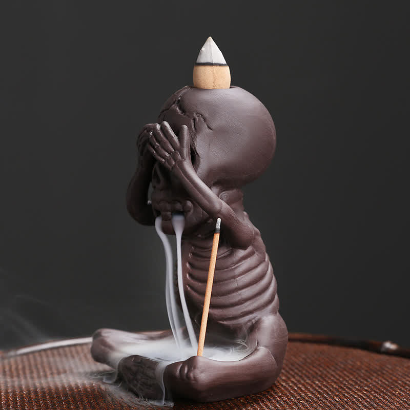 Little Ghost Purple Clay Backflow Incense Burner Peace Decor