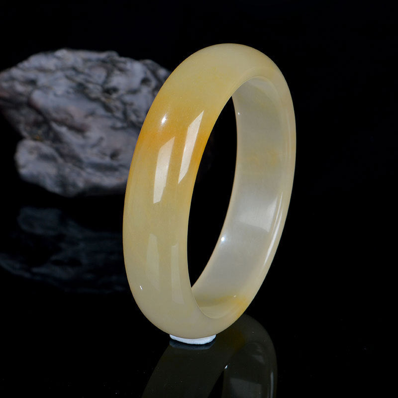 Golden Silk Jade Bracelet Bangle 56mm for Luck & Wealth