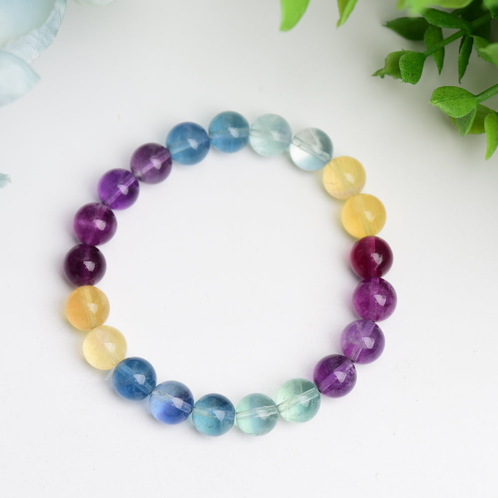 Bracelet de guérison en fluorite mixte de 9 mm pour l'équilibre des chakras