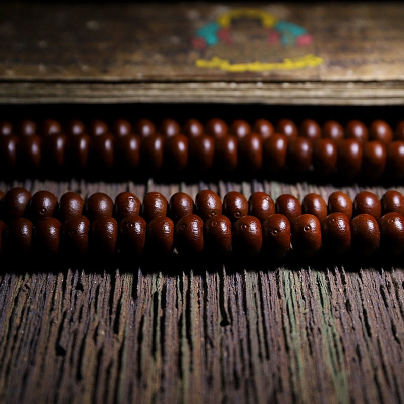 Bracelet Mala en graines de Bodhi violettes de 9 mm avec perles Dzi à trois yeux pour l'harmonie