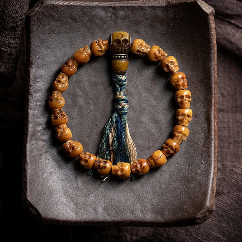 Bracelet de protection spirituelle tibétain en os de yak de 9 mm