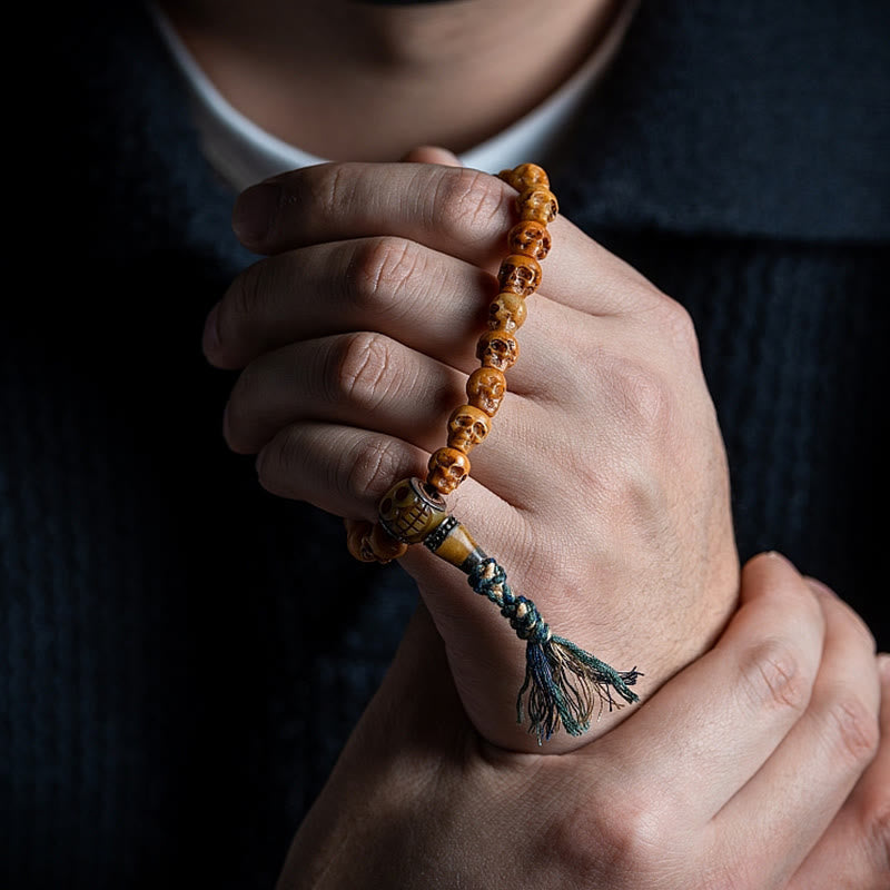 Bracelet de protection spirituelle tibétain en os de yak de 9 mm