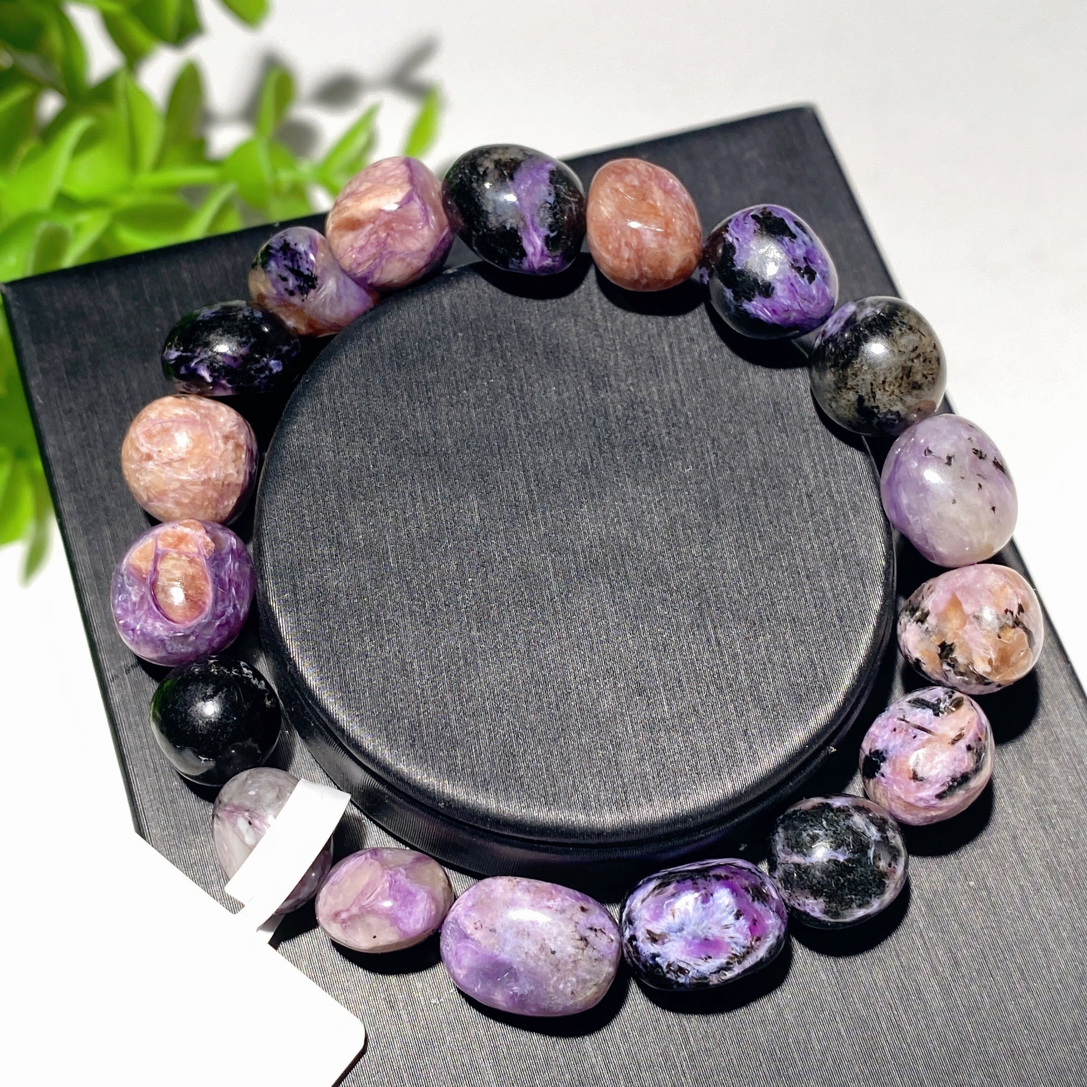 9mm Watermelon Tourmaline & Charoite Spiritual Bracelet for Healing