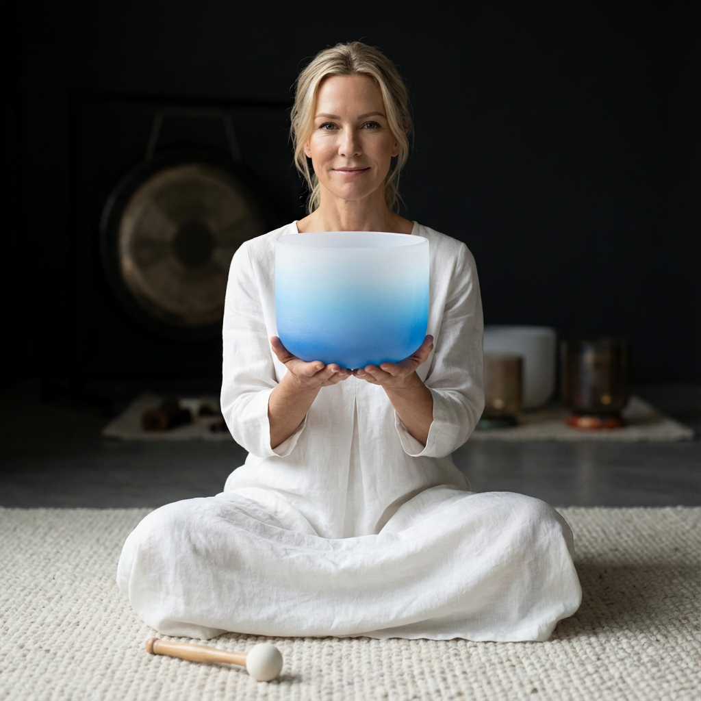 Bol chantant en cristal - Chakra de la gorge, note sol, bol de méditation