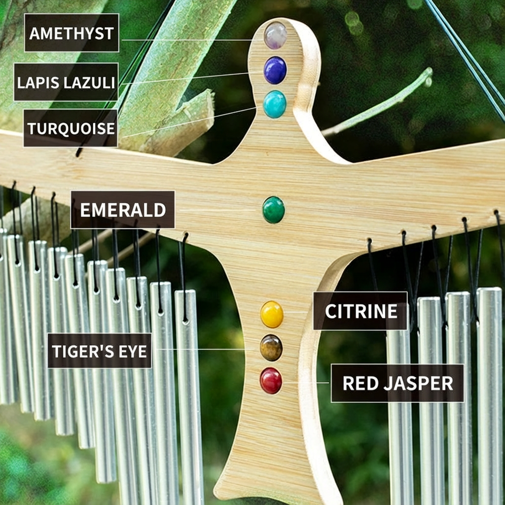 Chakra Gemstone Zenergy Wind Chimes for Sound Healing