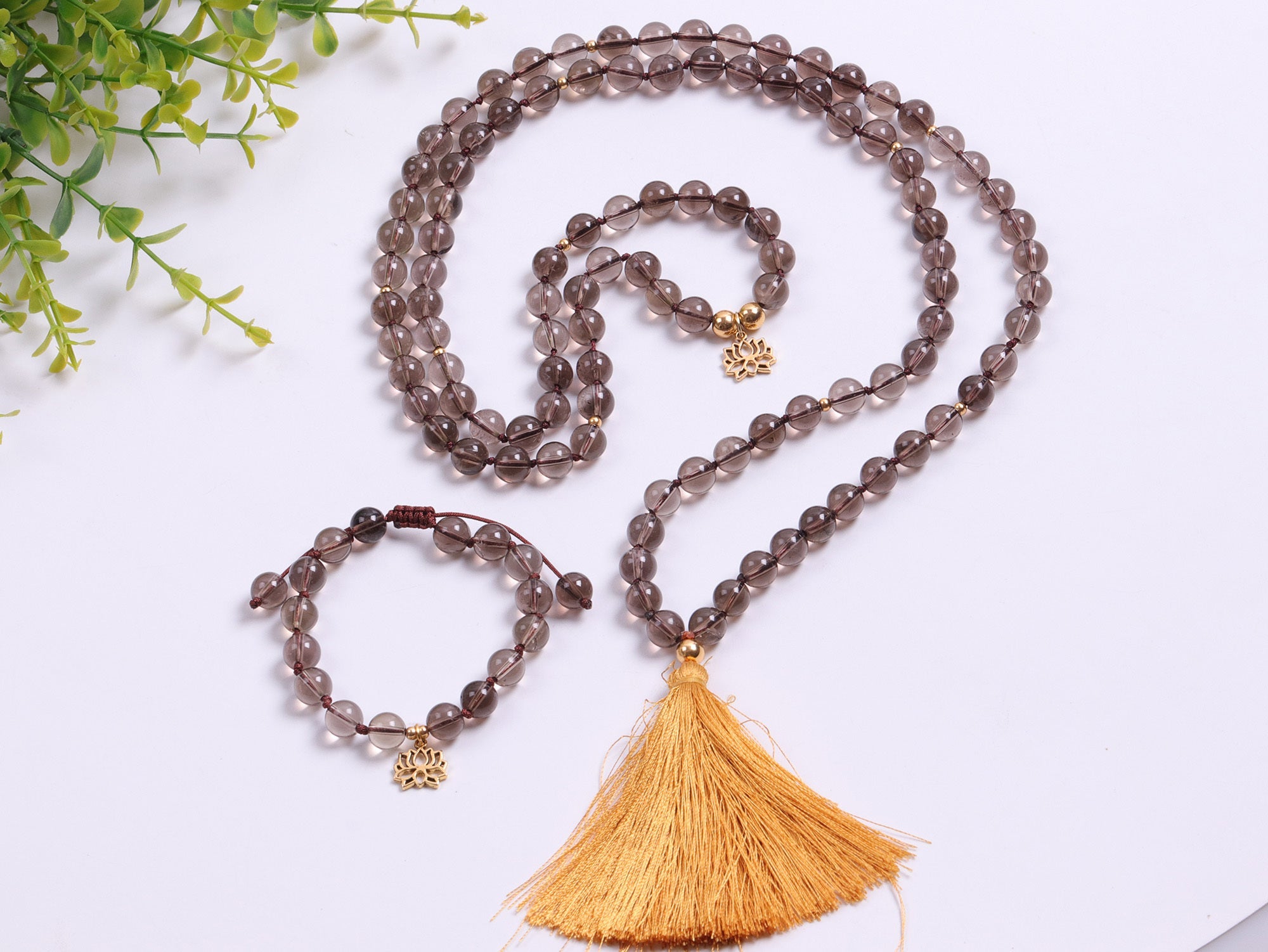 Smoky Quartz Mala & Bracelet Cleansing Set