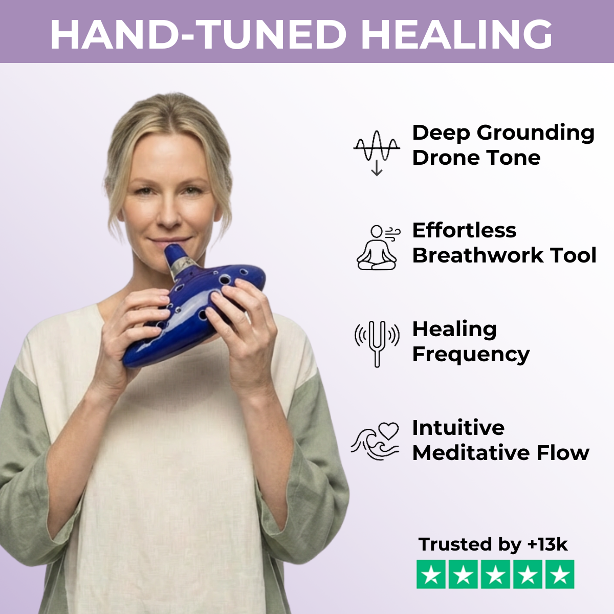 Flûte ocarina triple chambre alto en do - Rouge corail