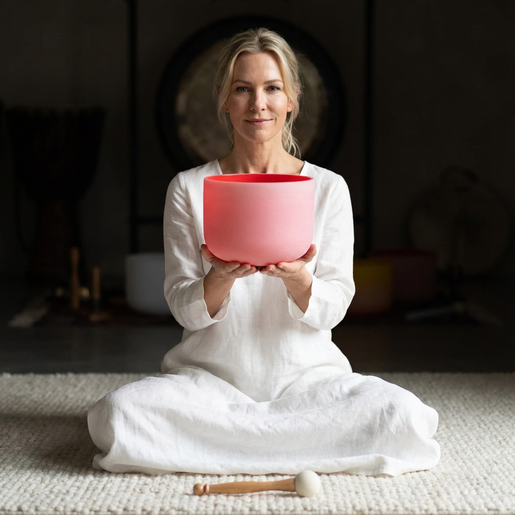 Bol chantant en cristal rouge pour chakra racine, note C