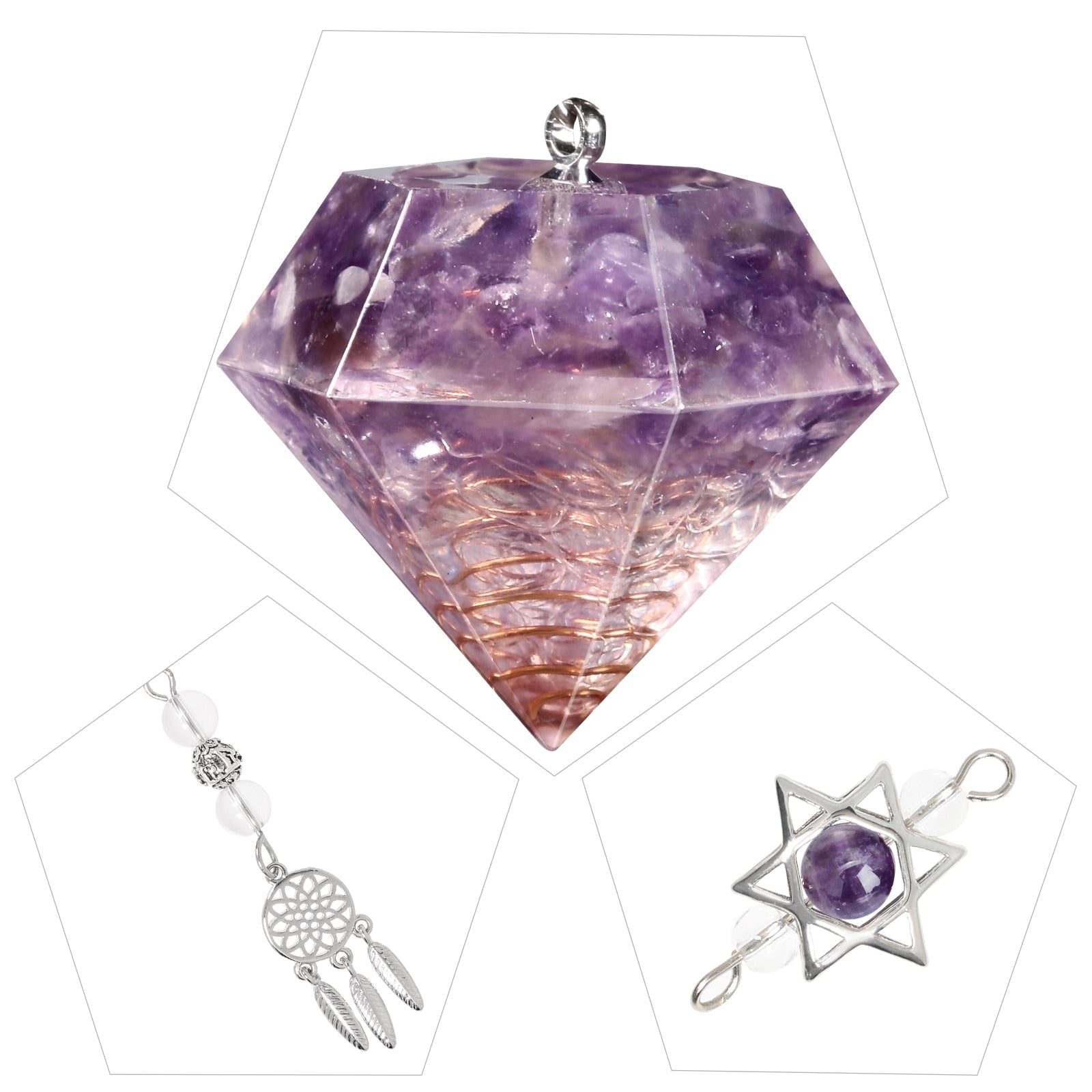 Amethyst Star of David Crystal Pendulum