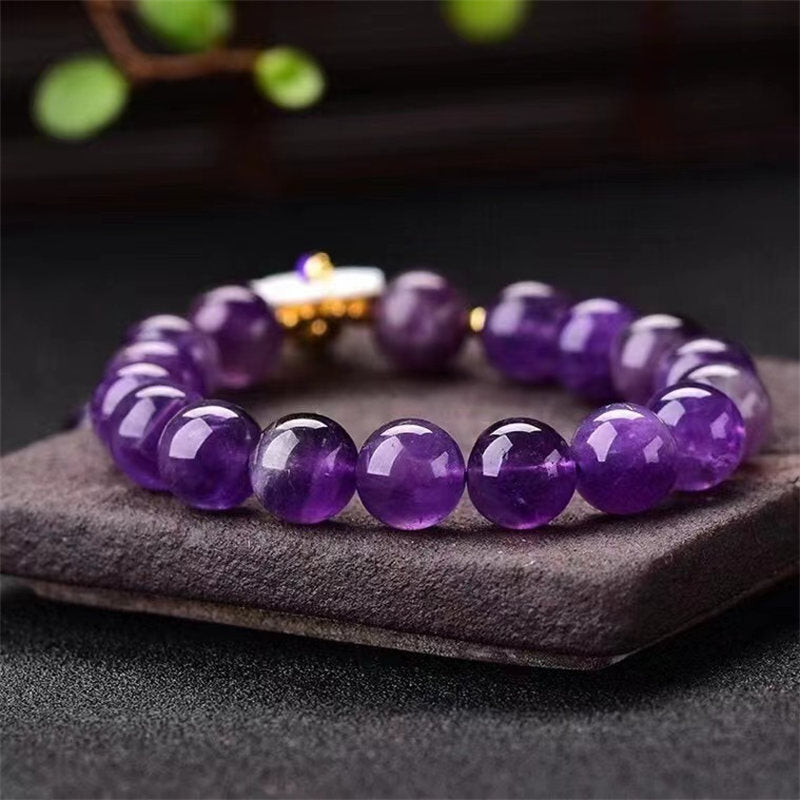 Bracelet de guérison spirituelle en améthyste de 10 mm pour la paix intérieure