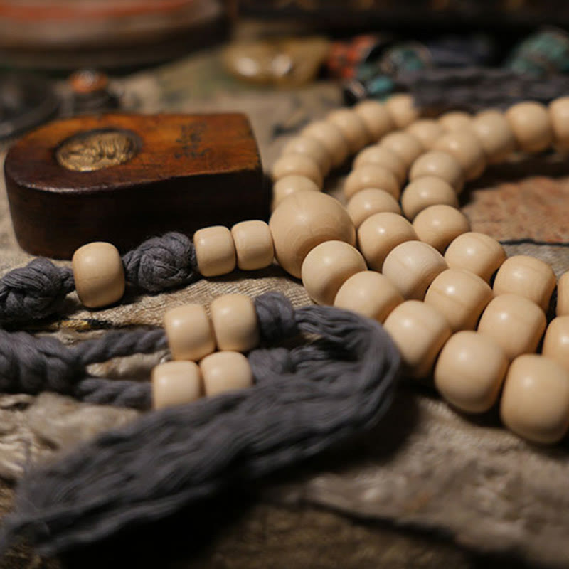 8mm Abelia Biflora Wood 108 Bead Warding Mala Bracelet
