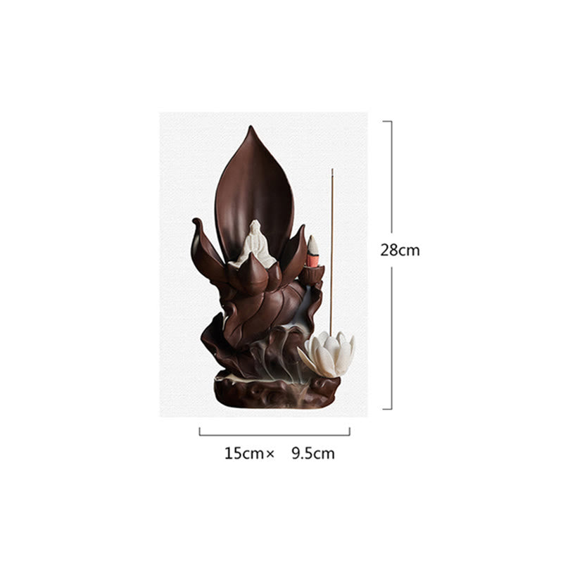 Lotus Buddha Purple Clay Incense Burner Spiritual Decor
