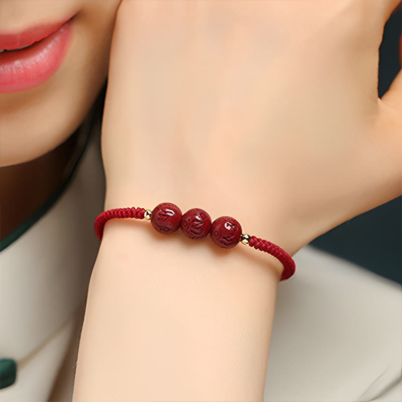 8mm Cinnabar Om Mani Padme Hum Blessing Bracelet
