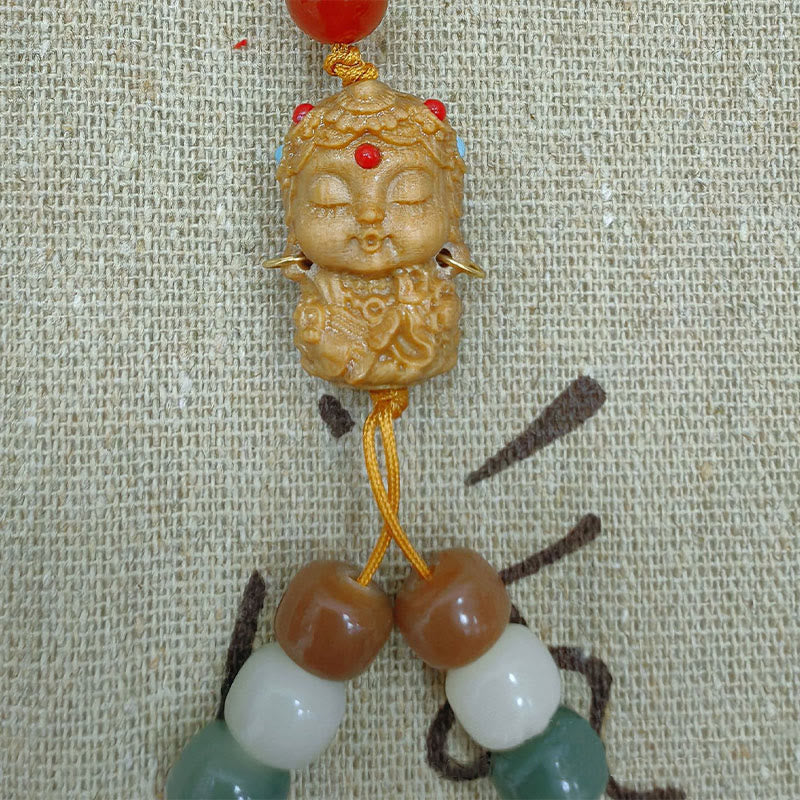 108-Count Bodhi Seed Mala Bracelet with Green Tara for Peace