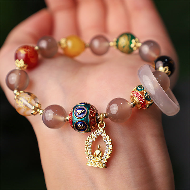 Bracelet en agate grise Focus Positivité 10 mm
