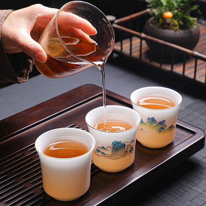 Tasse à thé en céramique 120 ml | Montagnes, rivières, arbres, élégance