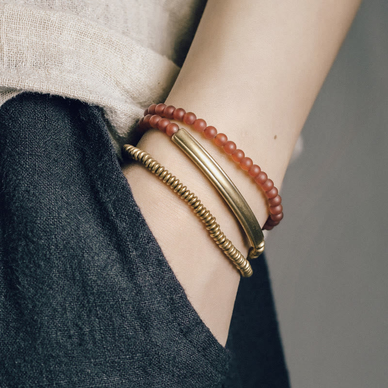 Triple Wrap Protection Agate Bracelet | Copper & Various Stones