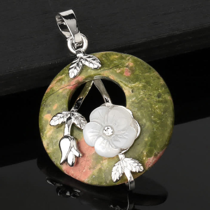 Collier de guérison en aventurine verte et améthyste avec divers cristaux