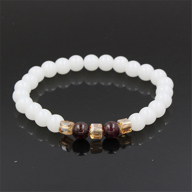 7mm White Jade Protection Bracelet for Luck and Clarity