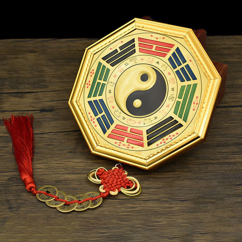 Bagua Map Feng Shui Balance Energy with Five Emperor Coins 17.5cm