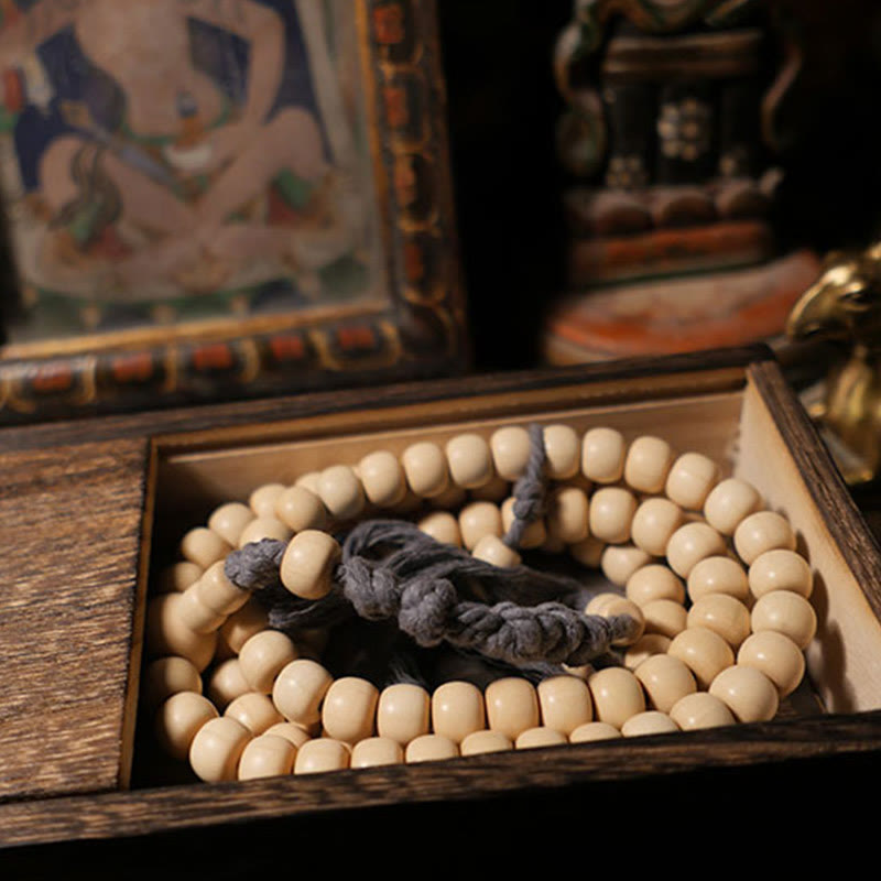 8mm Abelia Biflora Wood 108 Bead Warding Mala Bracelet